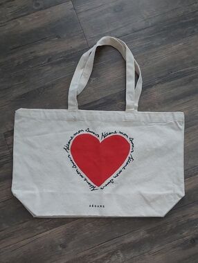 Sezanne Canvas Tote Bag with Red Heart
